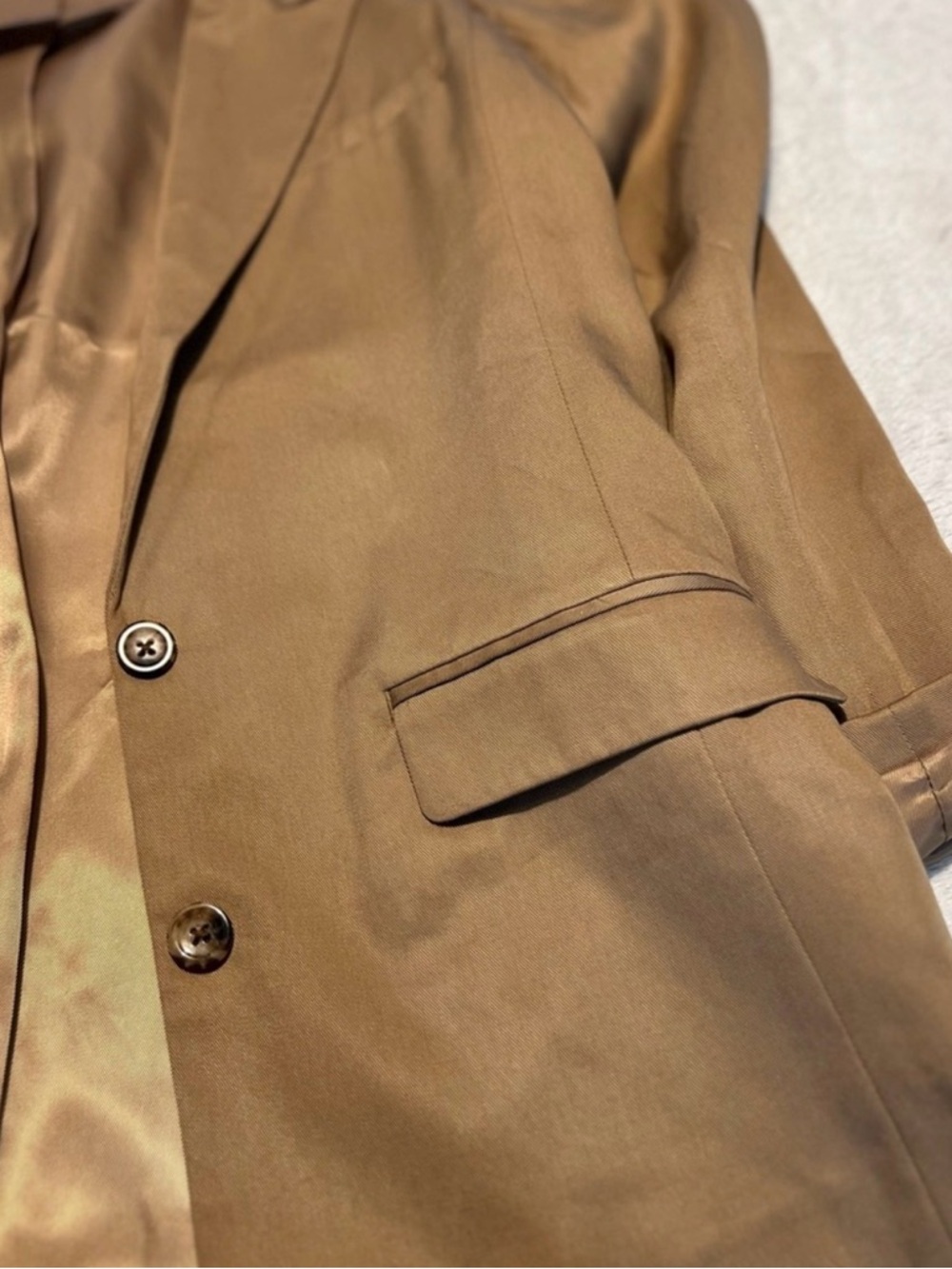 NWT Abercrombie & Fitch Women's Camel/Tan Single-Breasted Blazer - Picture 3 of 10